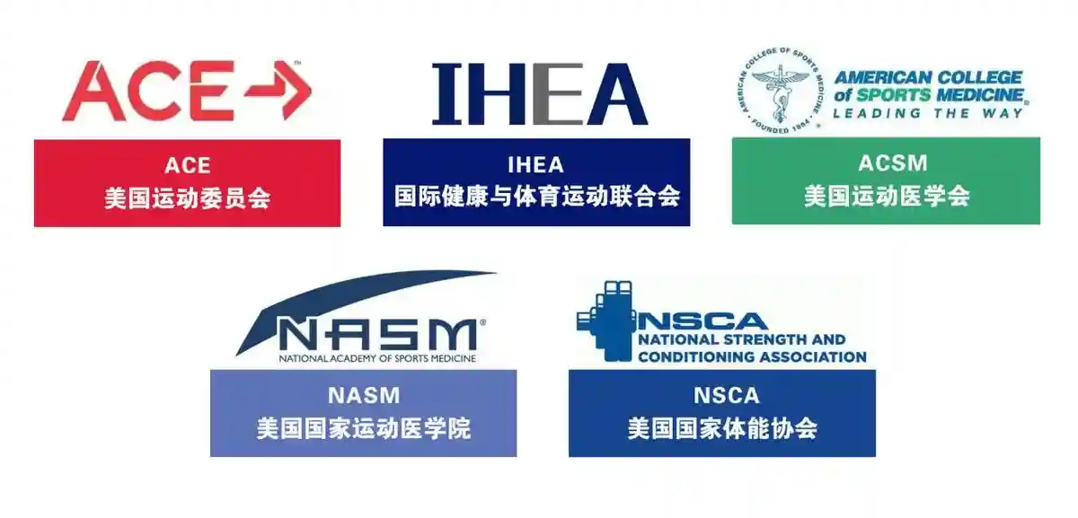 体育行业最具权威的五大认证IHEA、ACE 、NSCA 、ACSM 、NASM介绍